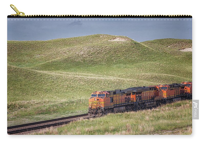 Nebraska Sandhills Zip Pouch featuring the photograph Train in the Sandhills - Sandhills Journey by Susan Rissi Tregoning