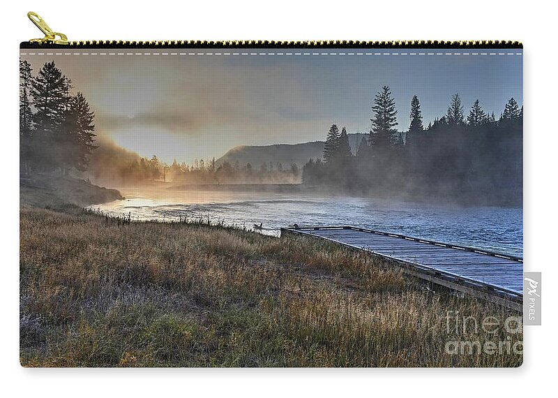 National Parks Zip Pouch featuring the photograph Tranquil Madison River by Steve Brown
