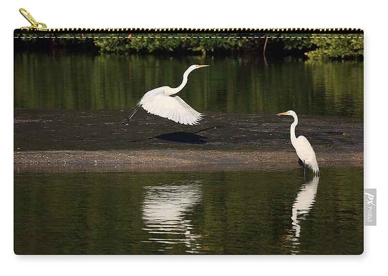 Great Egret Carry-all Pouch featuring the photograph Tranquil Scenery 1 by Mingming Jiang