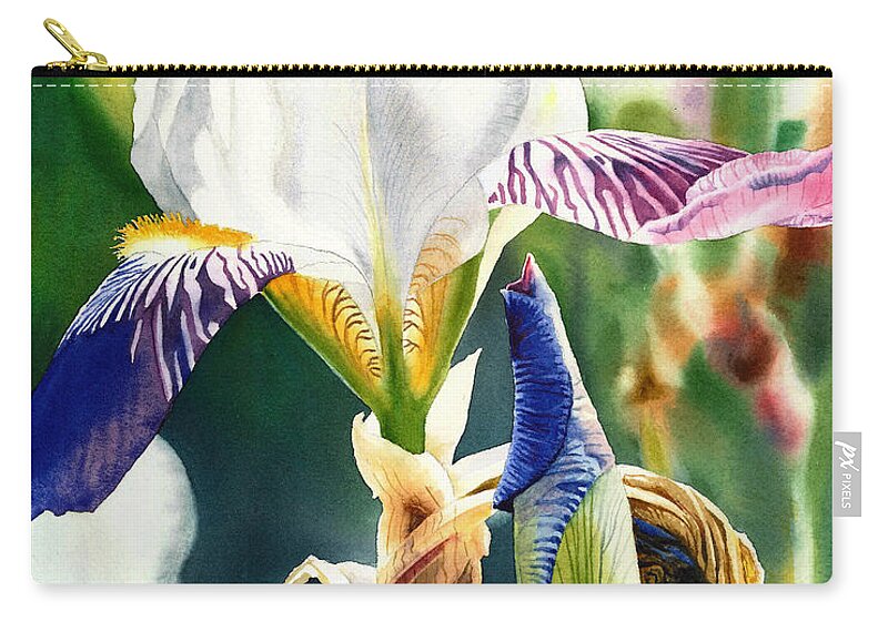 Iris Zip Pouch featuring the painting Translucent Iris by Espero Art