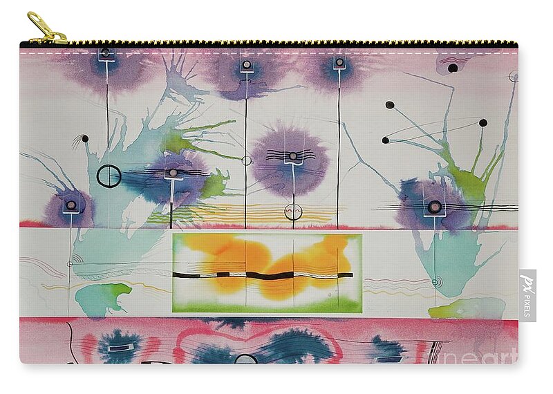 #watercolor #transmission #towers #watercolorpainting #alien #planet #glenneff #neff #abstract #abstractart Zip Pouch featuring the painting Transmission Towers Alien Planet by Glen Neff