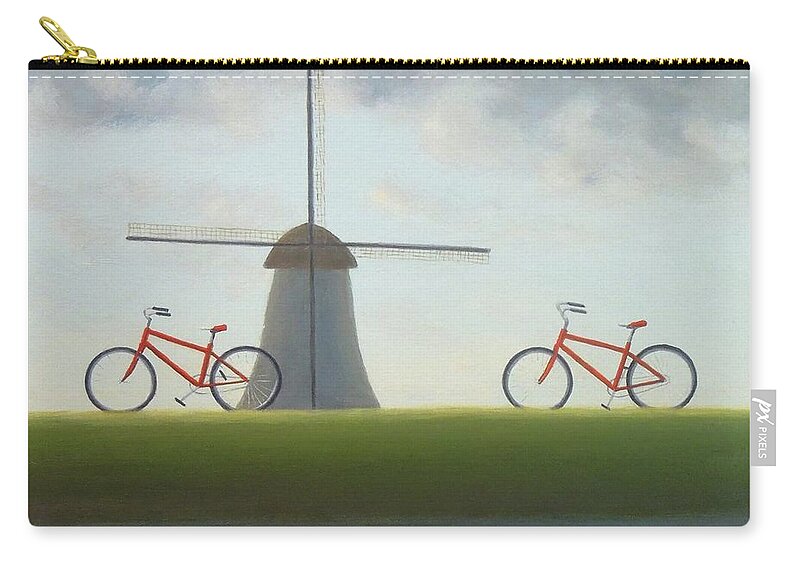 Two Bicycles Zip Pouch featuring the painting Travelling in Holland by Phyllis Andrews