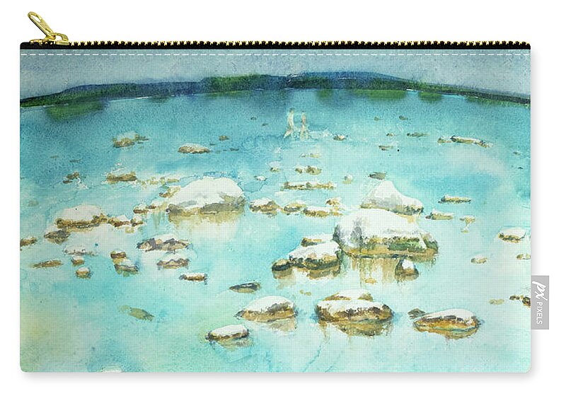 Watercolor Zip Pouch featuring the painting Traverse Bay by Lisa Tennant