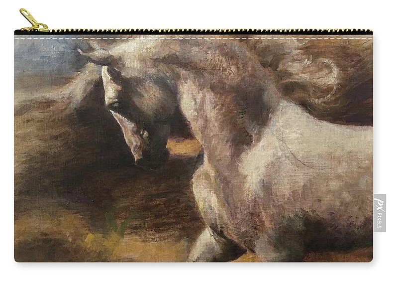 Horse Zip Pouch featuring the painting Traversing the Storm by Ellen Dreibelbis