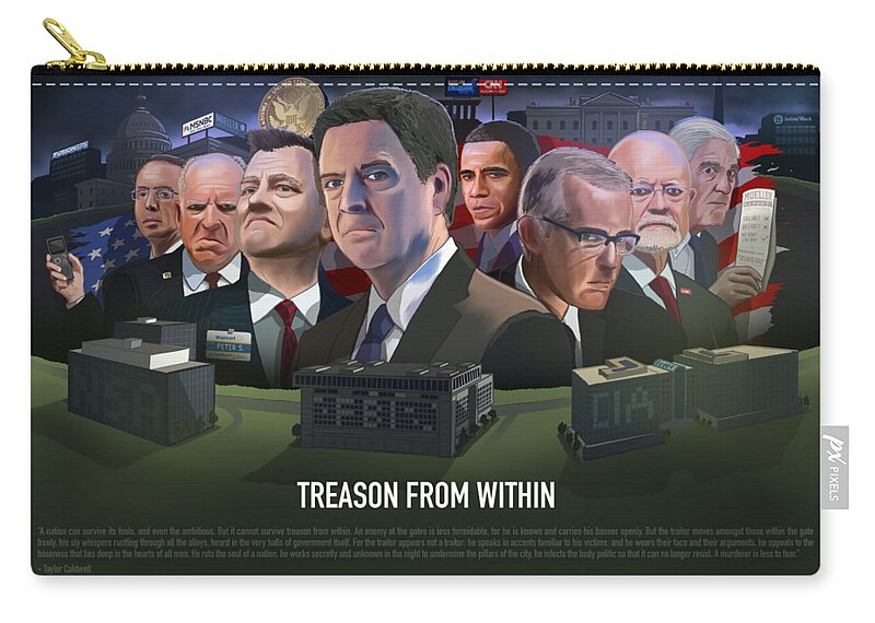 Spygate Zip Pouch featuring the digital art Treason from Within by Emerson Design