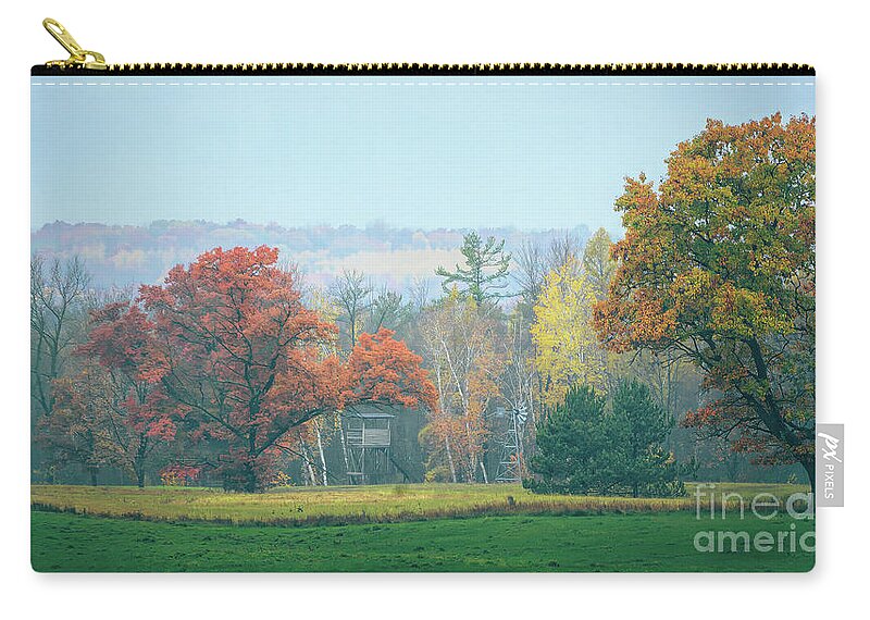 Trees Zip Pouch featuring the photograph Tree Line Hunting Stand by Trey Foerster