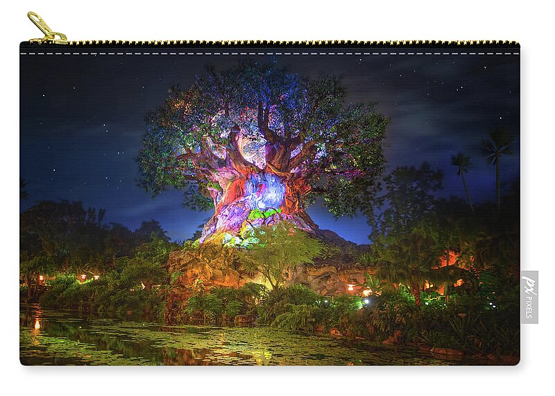 Tree Of Life Zip Pouch featuring the photograph Tree of Life in Disney's Animal Kingdom by Mark Andrew Thomas