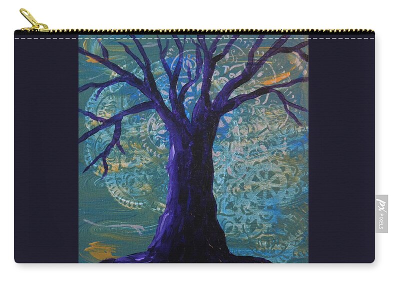Tree Zip Pouch featuring the painting Tree on textured background by Nancy Sisco