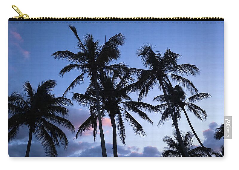 Palm Trees Zip Pouch featuring the photograph Palm Sunset Silhouette by Andrea Whitaker