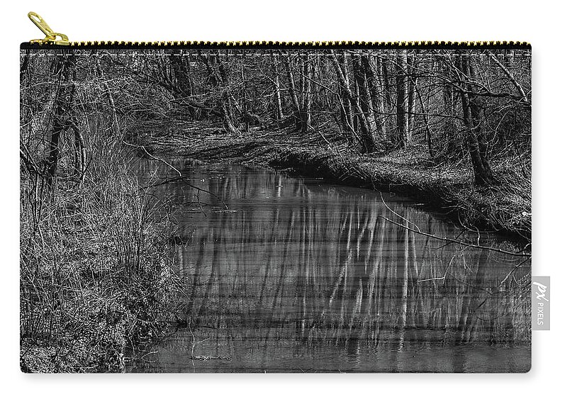 Stream Zip Pouch featuring the photograph Trees along a stream by Alan Goldberg