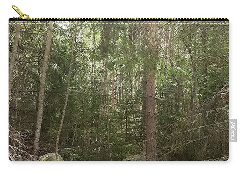 Trees Zip Pouch featuring the photograph Trees and Rocks by Elaine Berger
