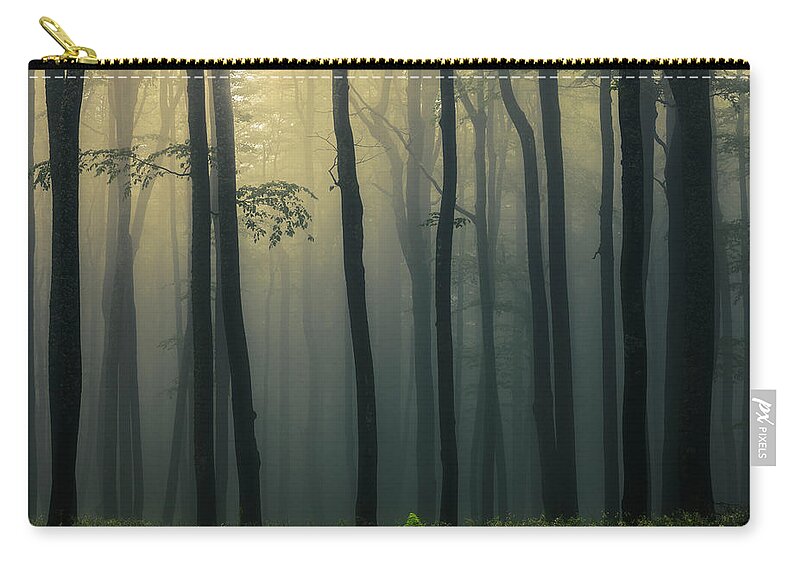 Balkan Mountains Carry-all Pouch featuring the photograph Trees In Dark Forest by Evgeni Dinev