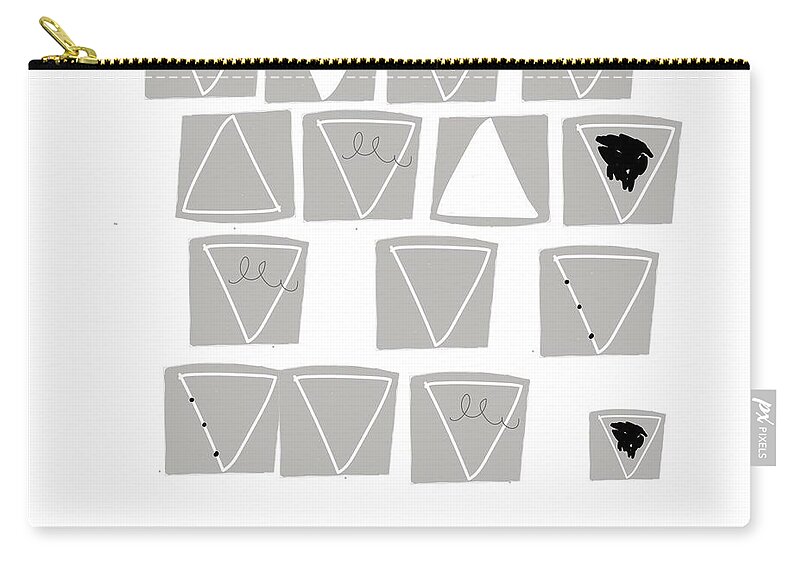 Triangles Zip Pouch featuring the digital art Triangle Dot Squiggle by Ashley Rice