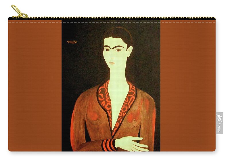 Woman Zip Pouch featuring the painting Tribute to Frida by Stephanie Moore