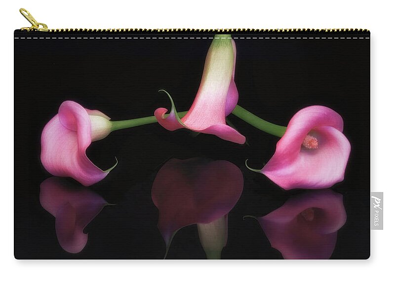 Cala Zip Pouch featuring the photograph Triple Cala Lillies by Susan Candelario