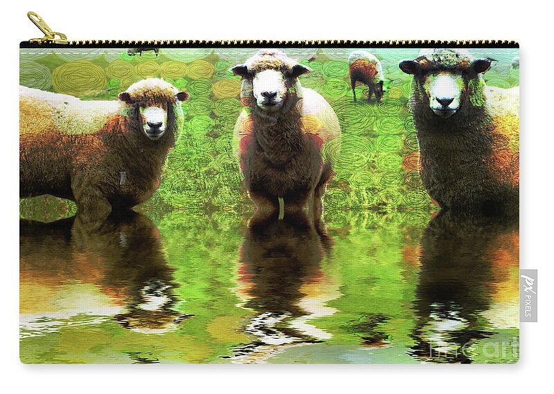 Et66 Faa Competition Entry Zip Pouch featuring the photograph Triple Sheep Edit This 66 by Jack Torcello