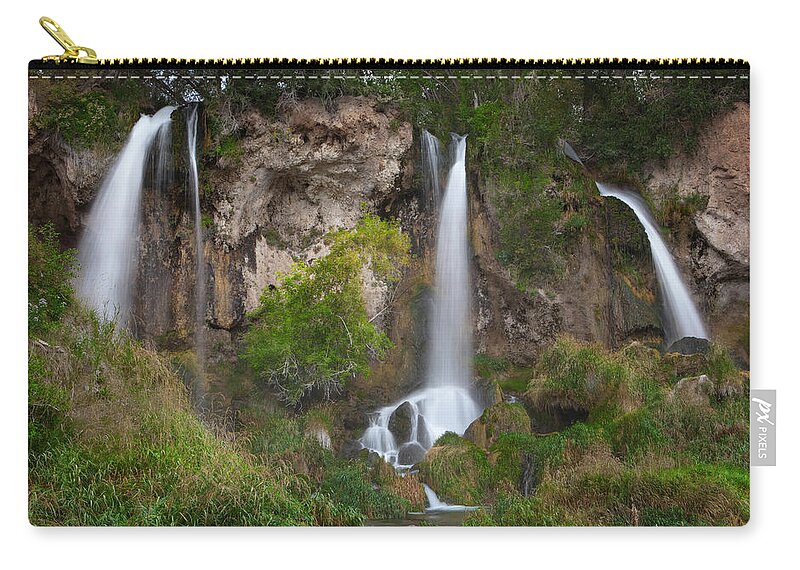 Photographs Zip Pouch featuring the photograph Triple Waterfall in Colorado by John A Rodriguez