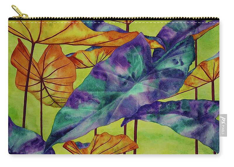 Kim Mcclinton Carry-all Pouch featuring the painting Trippy Taro by Kim McClinton