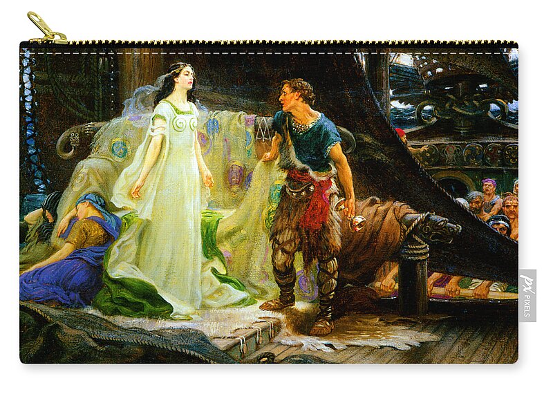 Tristan Zip Pouch featuring the painting Tristan and Isolde 1901 by Herbert James Draper