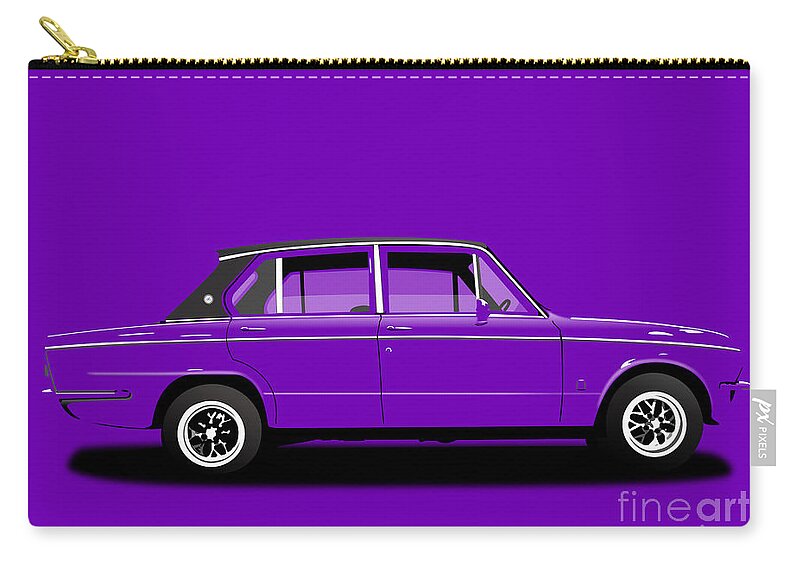 Sports Car Carry-all Pouch featuring the digital art Triumph Dolomite Sprint. Purple Edition. Customisable to YOUR colour choice. by Moospeed Art