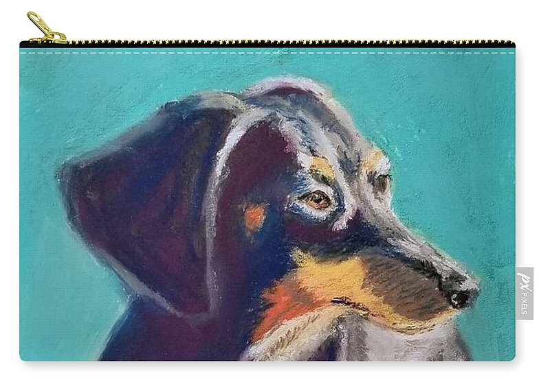 Dachshund Zip Pouch featuring the pastel Trixie Baby by Nancy Beauchamp