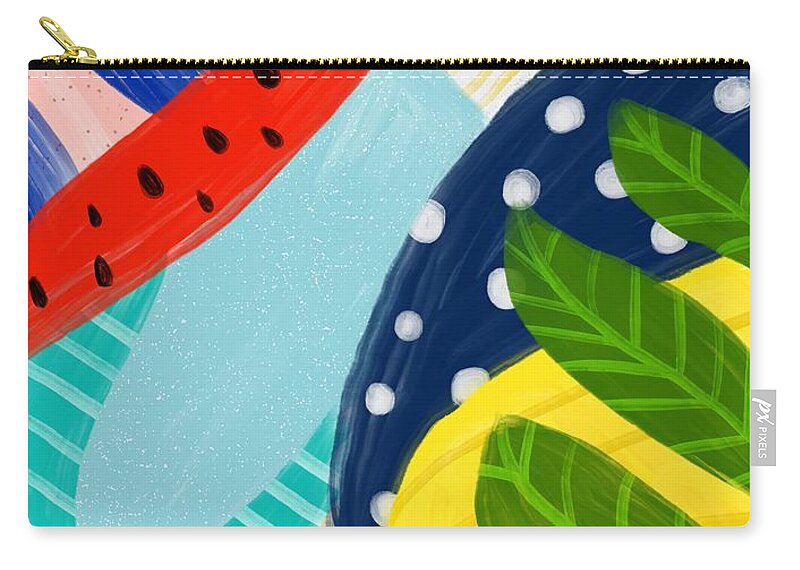 Abstract Carry-all Pouch featuring the digital art Tropical Fever - Modern Colorful Abstract Digital Art by Sambel Pedes