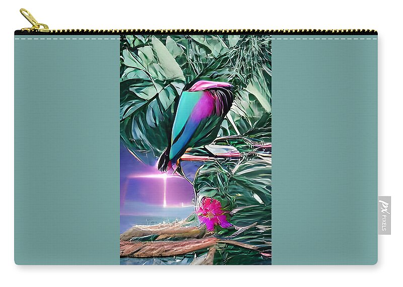 Colorful Zip Pouch featuring the digital art Tropical Paradise by Lisa Pearlman