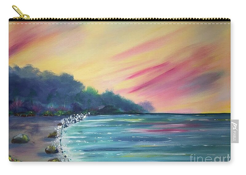 A Print Of An Original Painting “tropical Peace”. Zip Pouch featuring the painting Tropical Peace by Stacey Zimmerman