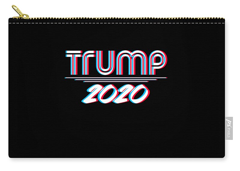 Republican Zip Pouch featuring the digital art Trump 2020 3D Effect by Flippin Sweet Gear