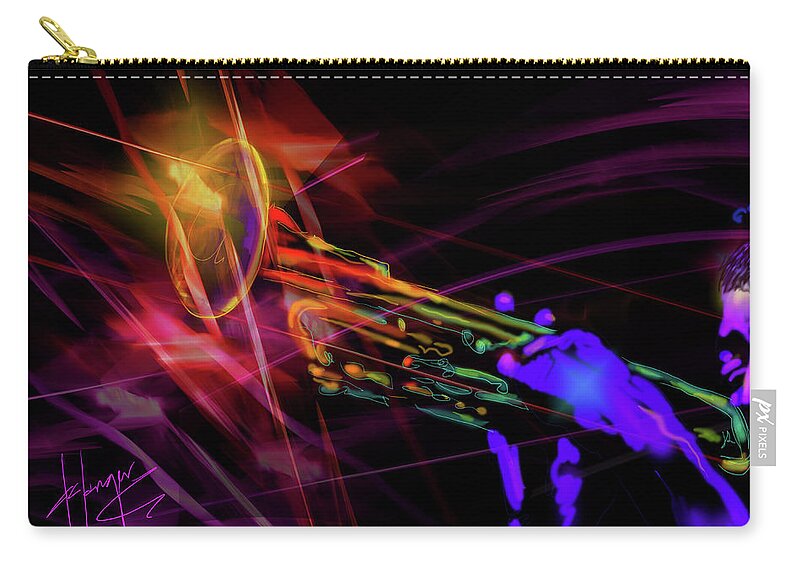 Music Art Zip Pouch featuring the painting Trumpet by DC Langer