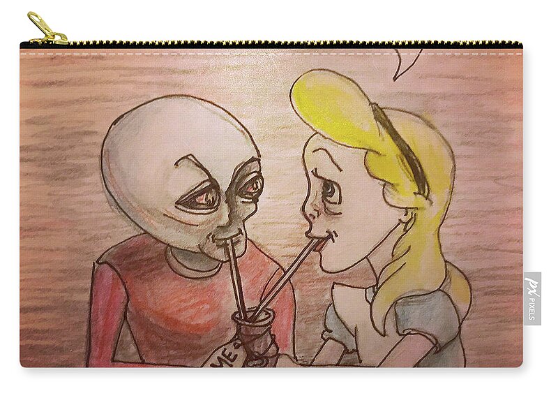 Alice In Wonderland Zip Pouch featuring the drawing Trust me by Similar Alien