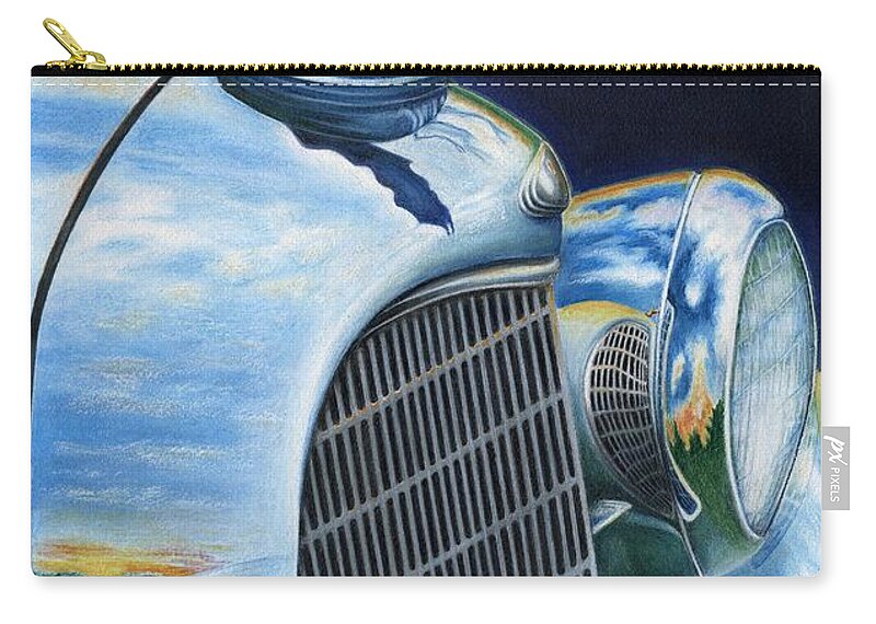 1934 Zip Pouch featuring the drawing Racing the Moon by David Neace