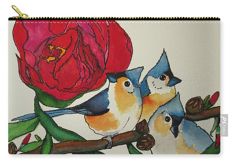 Tuffies Zip Pouch featuring the painting Tufted Trio by Dale Bernard