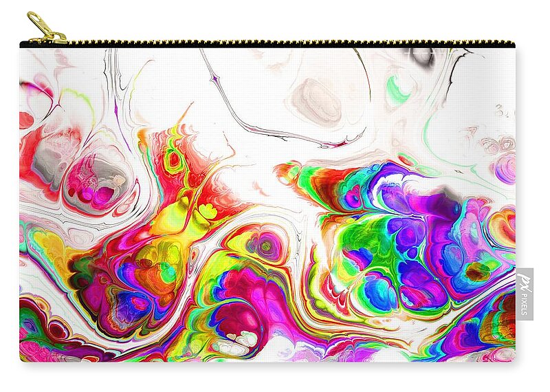 Colorful Carry-all Pouch featuring the digital art Tukiyem - Funky Artistic Colorful Abstract Marble Fluid Digital Art by Sambel Pedes