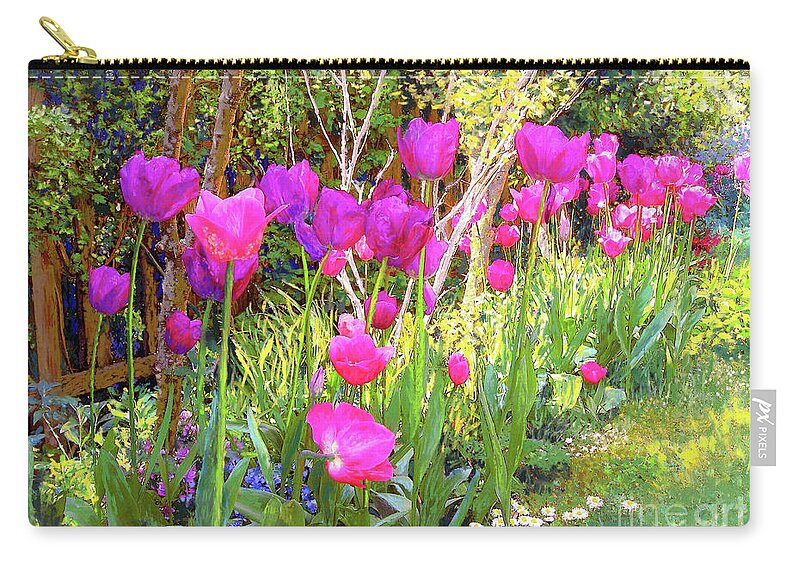 Landscape Zip Pouch featuring the painting Tulip Beauties by Jane Small