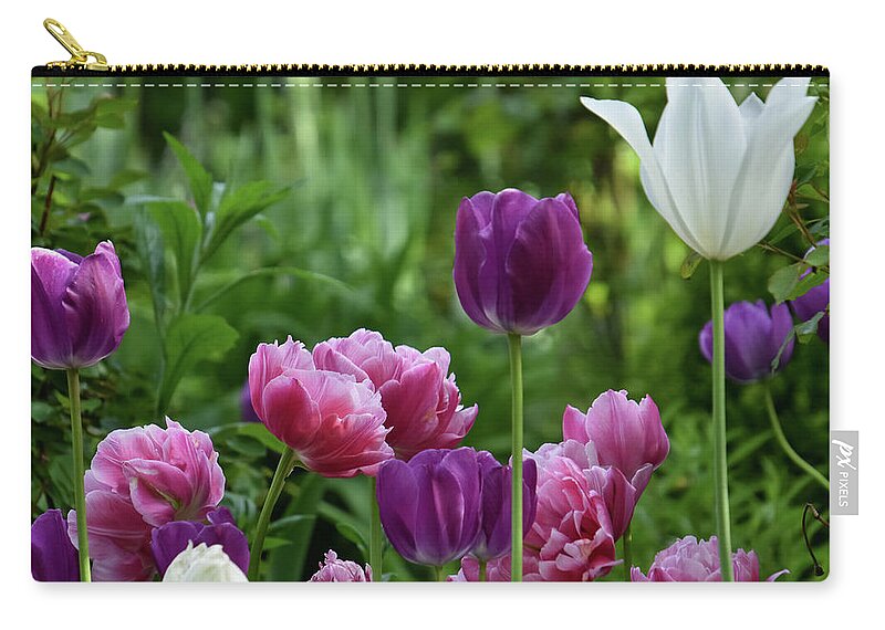 Tulip Fields Zip Pouch featuring the photograph Tulip Garden by Christina McGoran