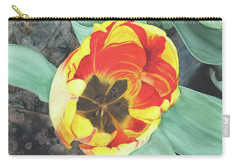 Watercolor Carry-all Pouch featuring the painting Tulip Heart by Heather E Harman