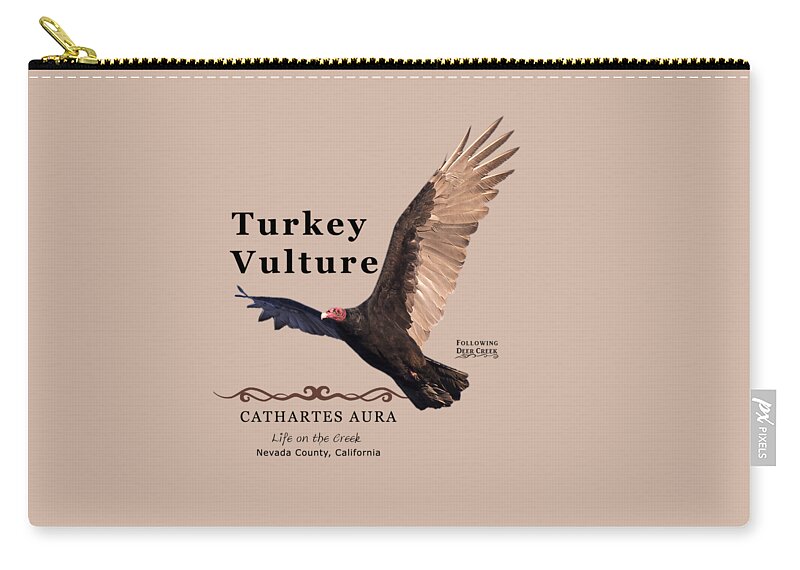 Turkey Vulture Zip Pouch featuring the digital art Turkey Vulture Cathartes aura by Lisa Redfern