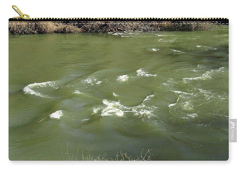 Oconee River Zip Pouch featuring the photograph Turmoiled River by Ed Williams