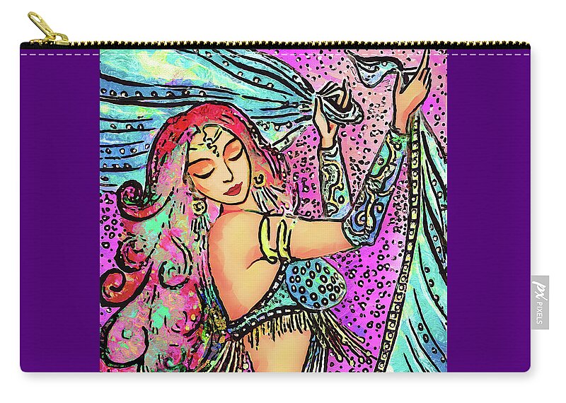 Belly Dancer Zip Pouch featuring the painting Turquoise Dancer by Eva Campbell