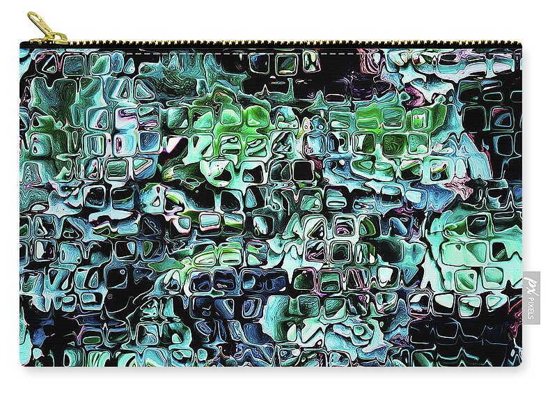Glass Blocks Zip Pouch featuring the digital art Turquoise Garden of Glass by Phil Perkins