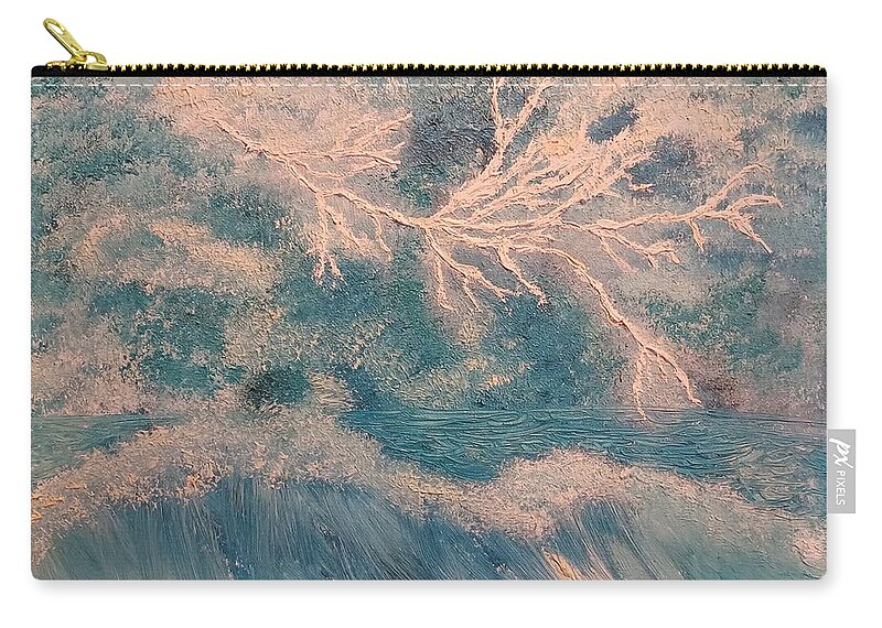  Turbulent Sea Zip Pouch featuring the painting Turquoise Storm by Christina Knight