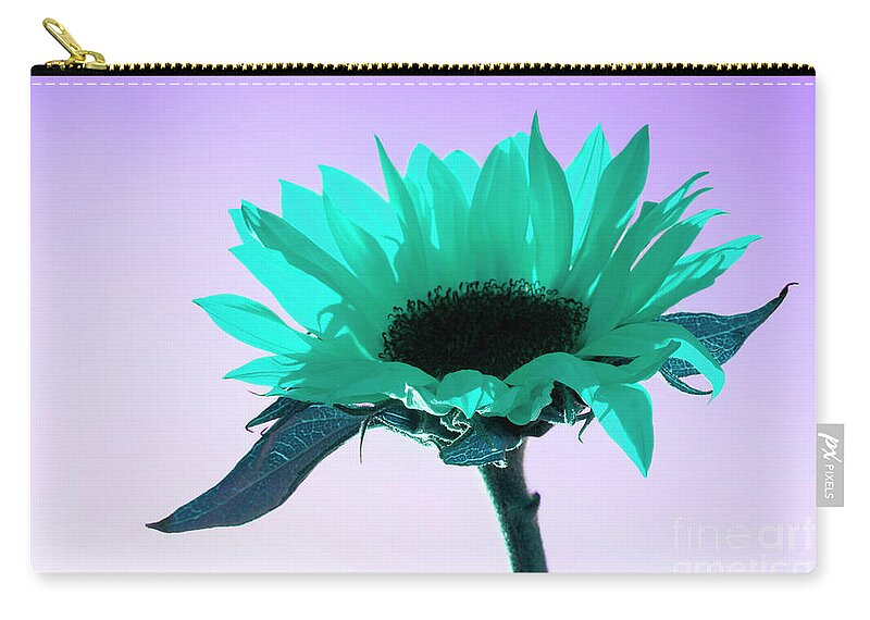 Floral Zip Pouch featuring the photograph Turquoise Sunflower ART by Renee Spade Photography