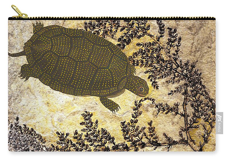 Turtle Zip Pouch featuring the mixed media Turtle in Montsechia by Lorena Cassady