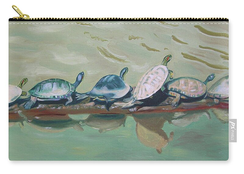 Turtles Zip Pouch featuring the painting Turtles by Jill Ciccone Pike