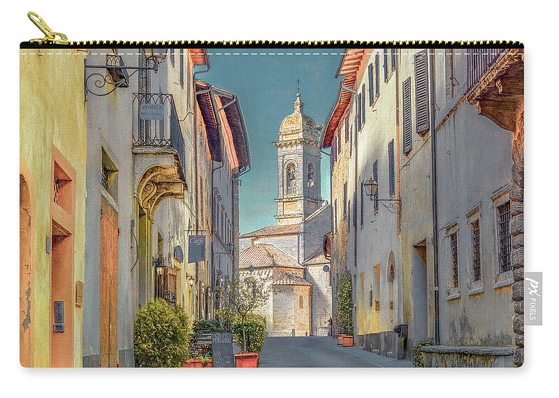 Italy Carry-all Pouch featuring the photograph Tuscan Hill Town of San Quirico d'Orcia, Painterly by Marcy Wielfaert