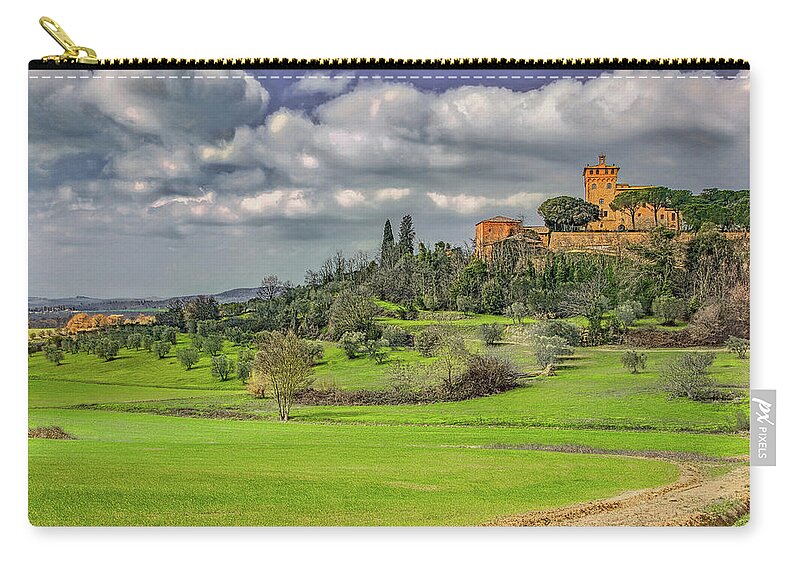 Tuscany Zip Pouch featuring the photograph Tuscany in Verdant Spring by Marcy Wielfaert