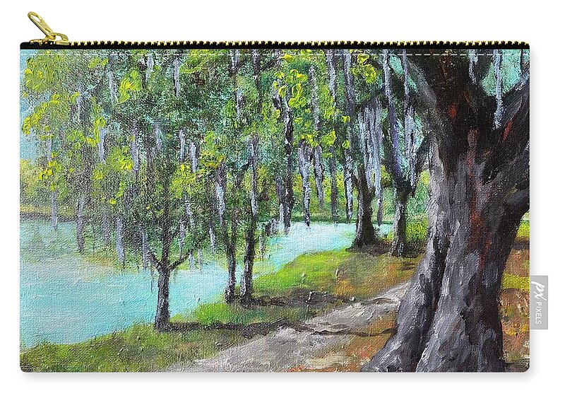 Tuscawilla Park Zip Pouch featuring the painting Tuscsawilla Park Walking Path by Larry Whitler
