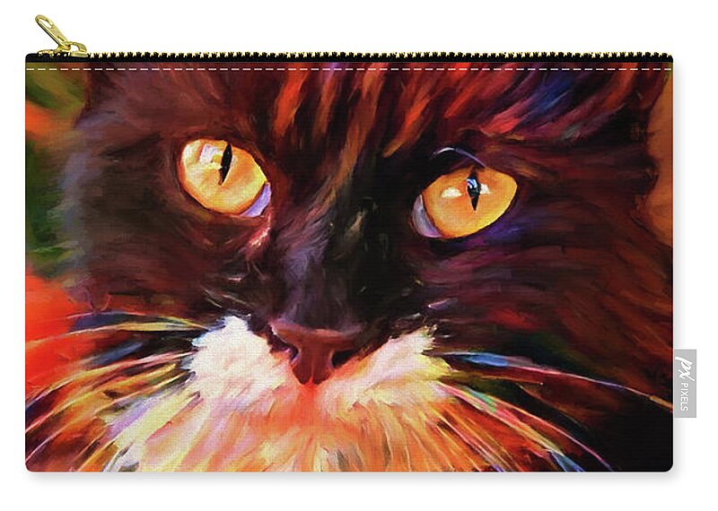 Tuxedo Cats Zip Pouch featuring the digital art Tuxedo Cat Art by Peggyollins