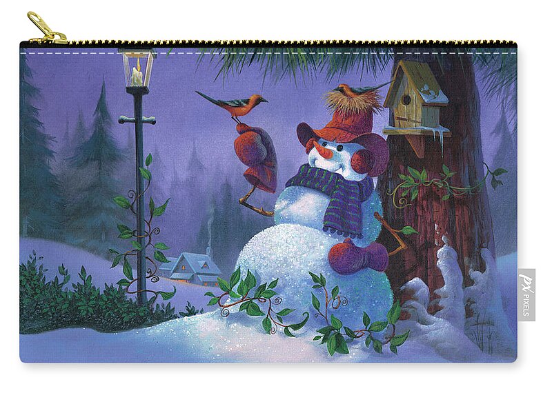 Michael Humphries Zip Pouch featuring the painting Tweet Dreams by Michael Humphries
